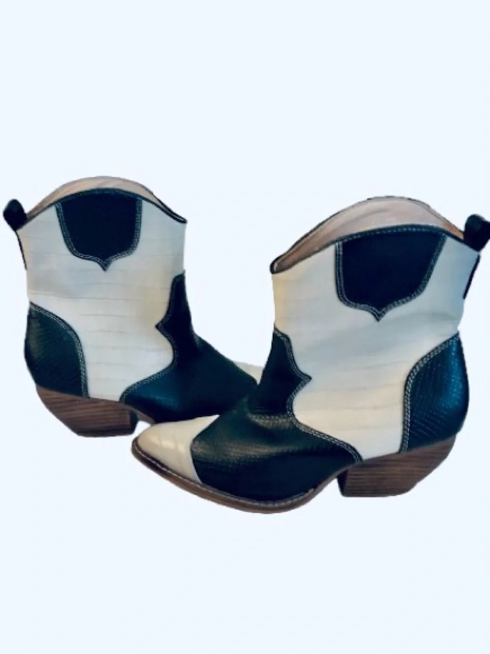 7.5 Country Western Boots Cowgirl ARIDER GIRL Black White Ankle